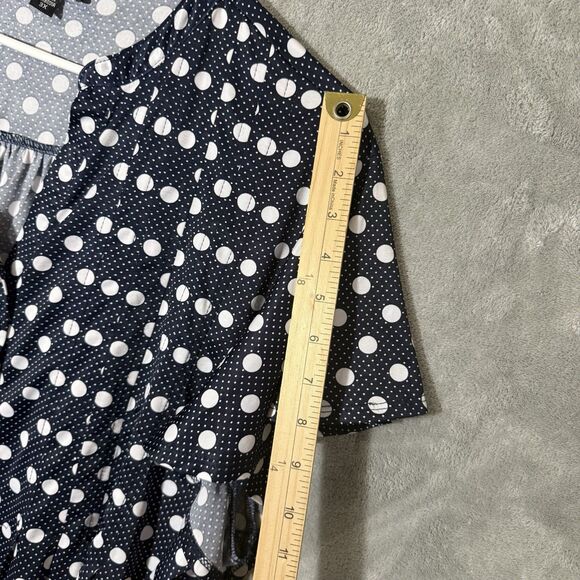 Cocomo Woman Top 3X Flutter Sleeves Blue Polka Dot Popover Wrinkle Free - Picture 7 of 10
